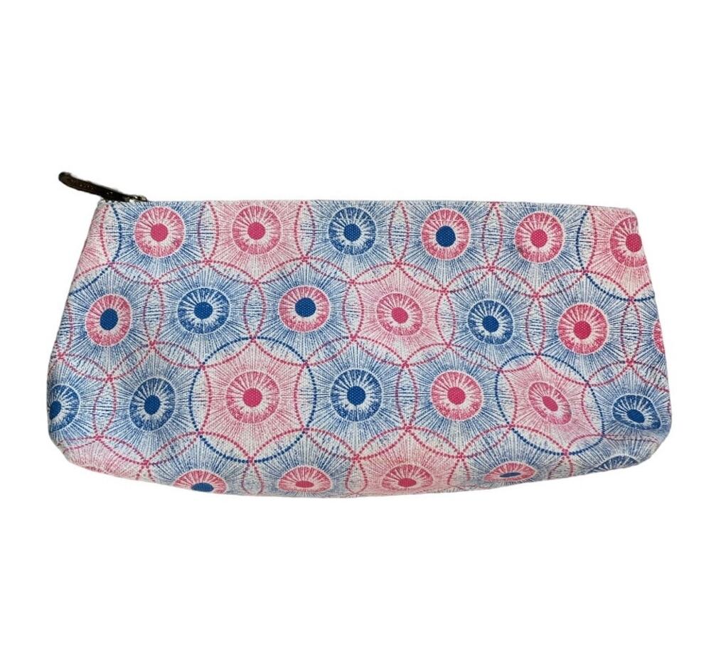 Clarins Feed 10 Canvas Cosmetic Small Pouch Red Blue